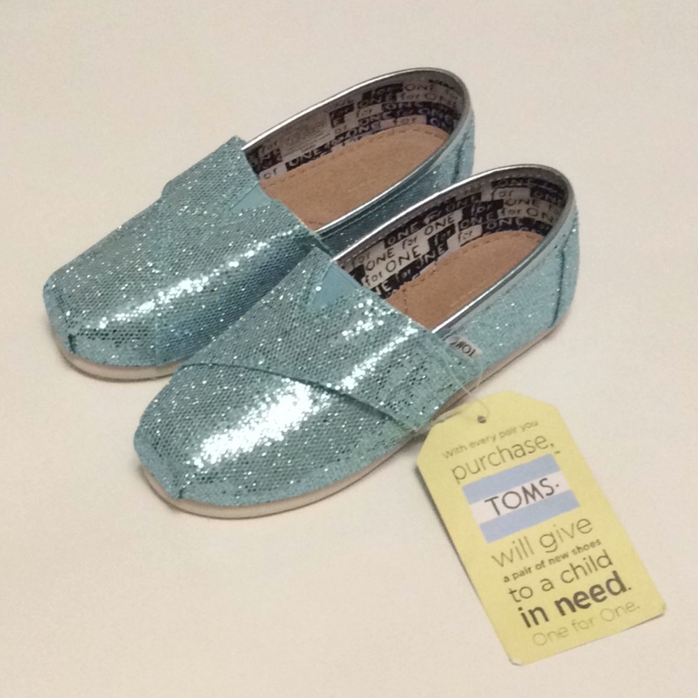 Toms tiny classic turquoise glitter size 11T